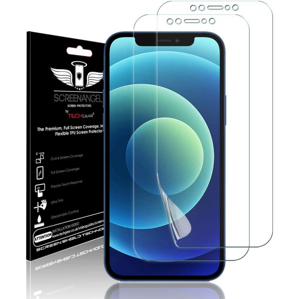 TECHGEAR [2 Pack Screen Protector fits iPhone 12, iPhone 12 Pro 6.1" [Screen Angel Edition] [Case Friendly] [Bubble Free] [FULL...