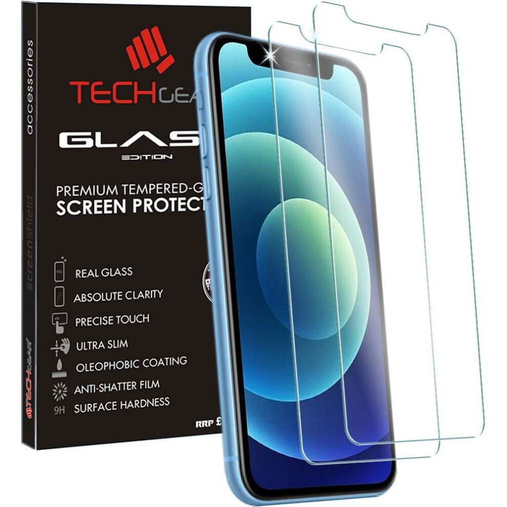 TECHGEAR [2 Pack] GLASS Edition for iPhone 12, iPhone 12 Pro 6.1" Tempered Glass Screen Protector Cover [2.5D Round Edge] [9H...