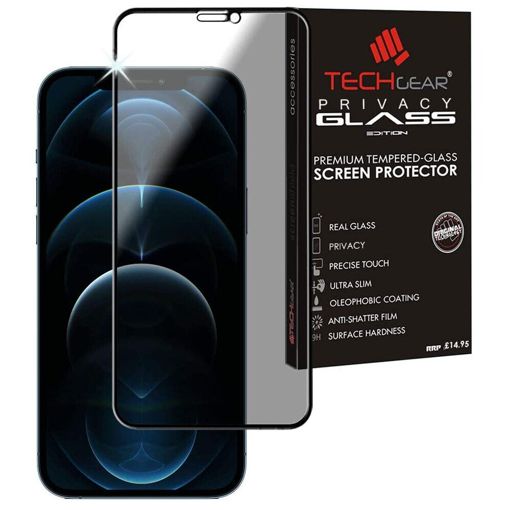 TECHGEAR Anti Spy Screen Protector for iPhone 12 Pro Max - PRIVACY Filter 3D GLASS Edition Genuine Tempered Glass Full Screen...