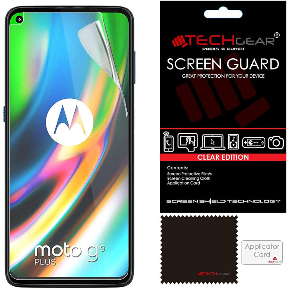 TECHGEAR [5 Pack] Screen Protectors Compatible for Motorola Moto G9 Plus, CLEAR LCD Screen Protectors Cover Guards