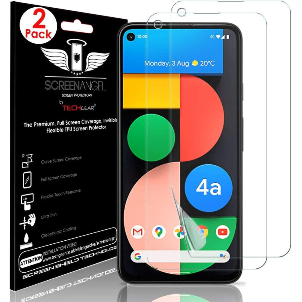 Techgear [2 Pack Screen Protectors Fit Google Pixel 4A 5G [Screen Angel Edition] [Case Friendly] [Bubble Free] [Full Screen...
