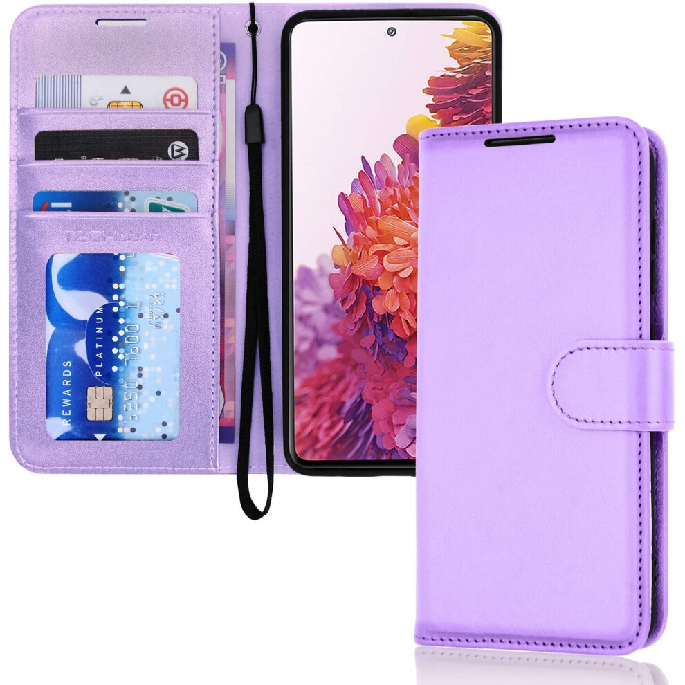 TECHGEAR Galaxy S20 FE Leather Wallet Case, Flip Protective Case Cover with Wallet Card Holder, Stand and Wrist Strap -...