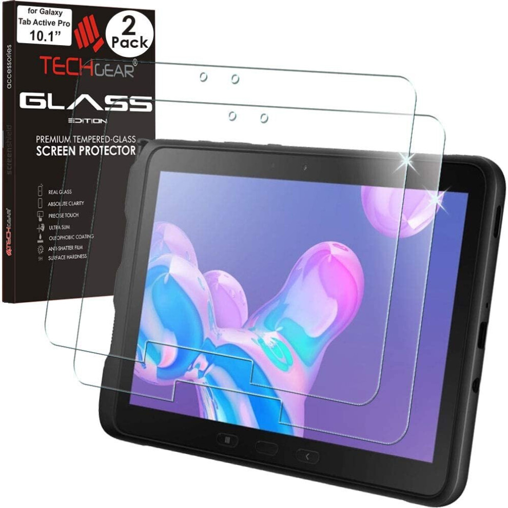 TECHGEAR Galaxy Tab Active Pro 10.1" 2 Pack of GLASS Edition (SM-T540 / T545 / T547) Tempered Glass Screen Protectors [9H] [HD...