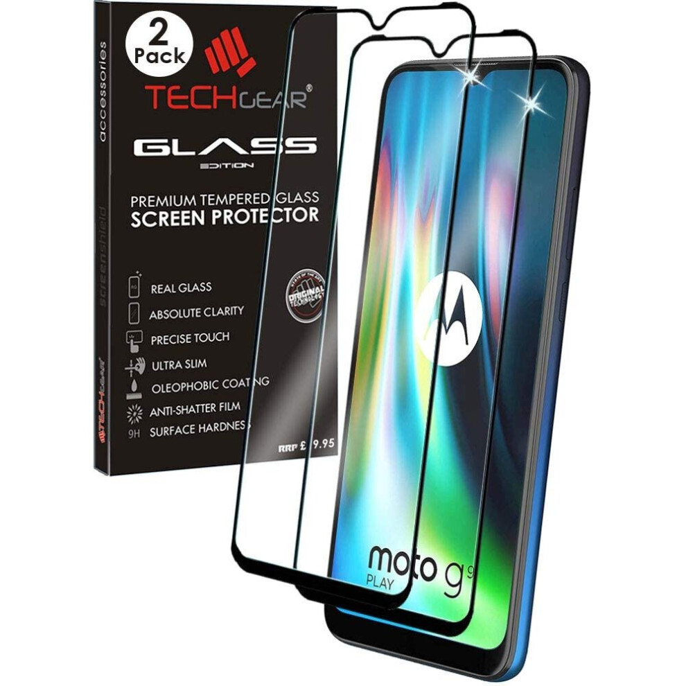 Techgear 2 Pack 3D Glass Edition Compatible For Motorola Moto G9 Play, Edge To Edge Tempered Glass Screen Protector [Full...