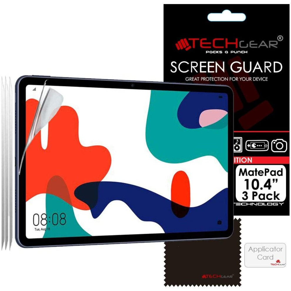 TECHGEAR [Pack of 3 Screen Protectors for Huawei MatePad 10.4 - Ultra Clear Screen Protector Guard Cover + Screen Cleaning...