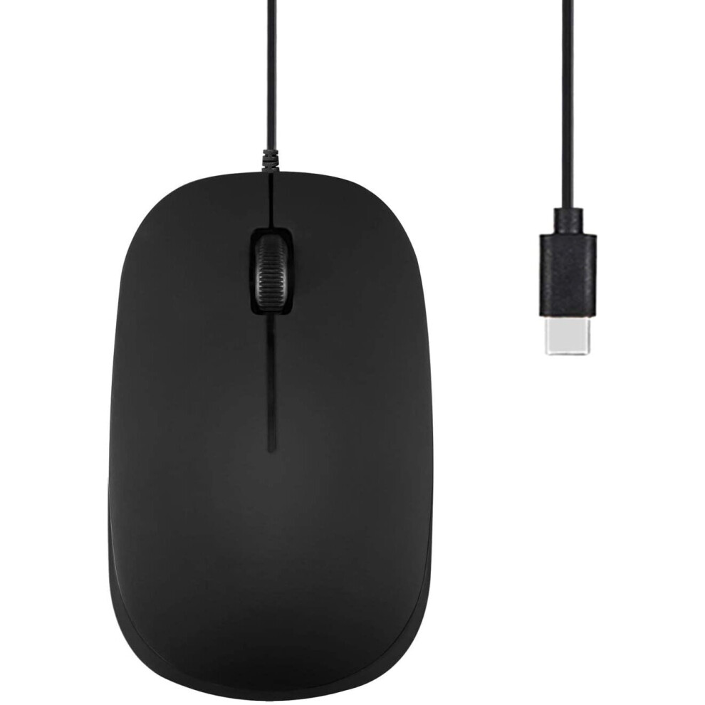 Perixx Perimice-201C Usb Type C Wired Optical Mouse With 3-Button, Scroll Wheel, 800 Dpi, 11703 Black 4049571003610