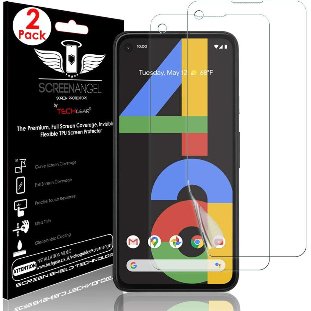 TECHGEAR [2 Pack Screen Protectors fit Google Pixel 4a [Screen Angel Edition] [Case Friendly] [Bubble Free] [FULL Screen...