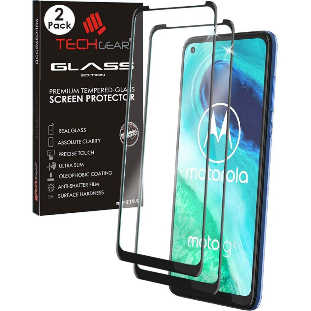 TECHGEAR 2 Pack 3D GLASS Edition Compatible for Motorola Moto G8, Edge to Edge Tempered Glass Screen Protector [Full Screen]...