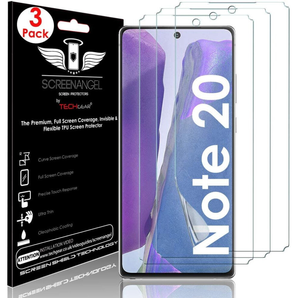 TECHGEAR [3 Pack Screen Protector fits Samsung Galaxy Note 20 [Screen Angel Edition] [In-Display FingerID Support][Case...