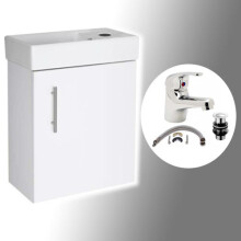 White Wall Hung Minimalist Compact Cloakroom Vanity Unit Basin/Sink 400mm