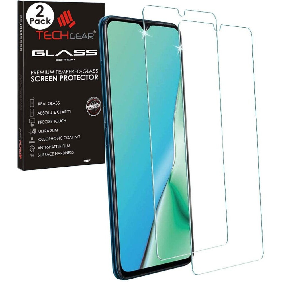 TECHGEAR 2 Pack of GLASS Edition for Oppo A9 2020 / A5 2020, Tempered Glass Screen Protectors Cover [2.5D Round Edge] [9H...