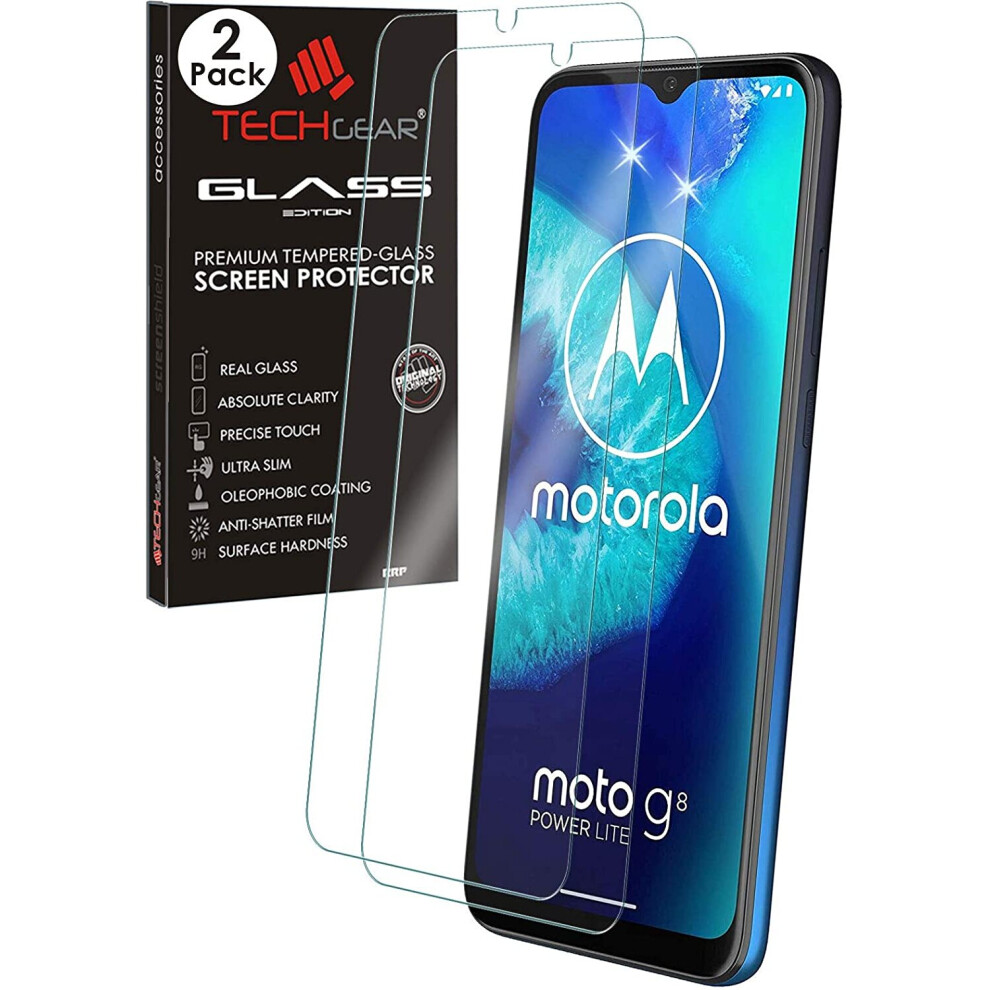 TECHGEAR 2 Pack GLASS Edition Compatible for Motorola Moto G8 Power Lite, E7 / E7 Plus Tempered Glass Screen Protector Cover...