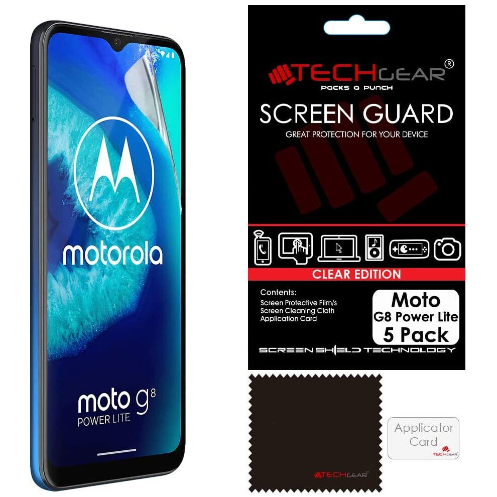 Techgear [5 Pack] Screen Protectors Compatible For Motorola Moto G8 Power Lite, Moto E7 / E7 Plus, Moto G9 Play, Clear Lcd...