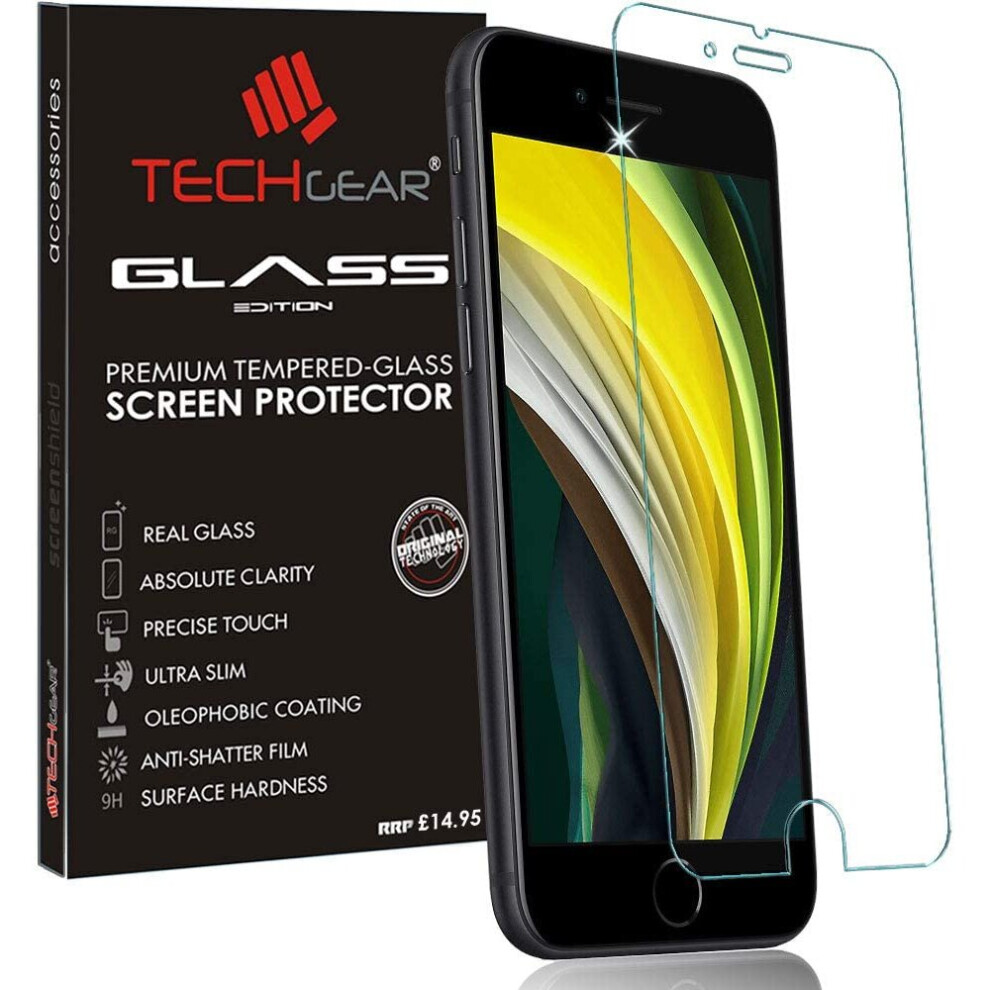 TECHGEAR GLASS Edition Compatible for iPhone SE 5G 2022 / iPhone SE 2020 4.7", Tempered Glass Screen Protector Cover [2.5D...