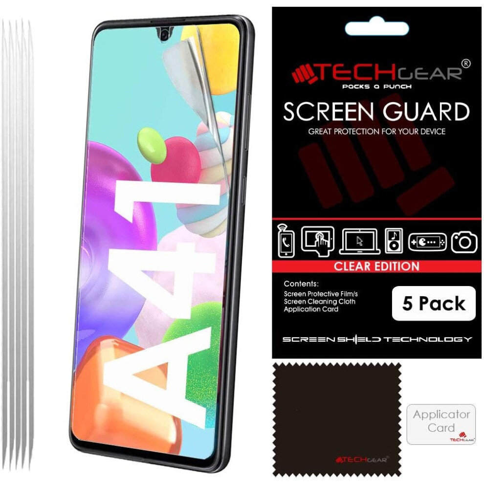 TECHGEAR [5 Pack] Screen Protectors Compatible with Samsung Galaxy A41, CLEAR LCD Screen Protectors Cover Guards