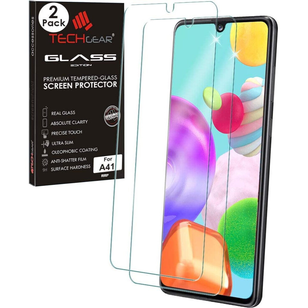 TECHGEAR 2 Pack GLASS Edition Compatible with Samsung Galaxy A41, Tempered Glass Screen Protector Covers [2.5D Round Edge] [9H...