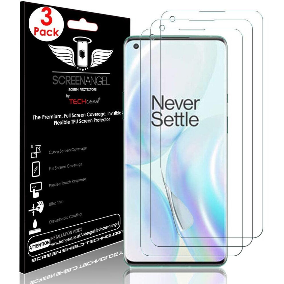 Techgear [3 Pack Screen Protector Fits Oneplus 8 [Screen Angel Edition] [Case Friendly] [Bubble Free] [Full Screen Coverage] Hd...