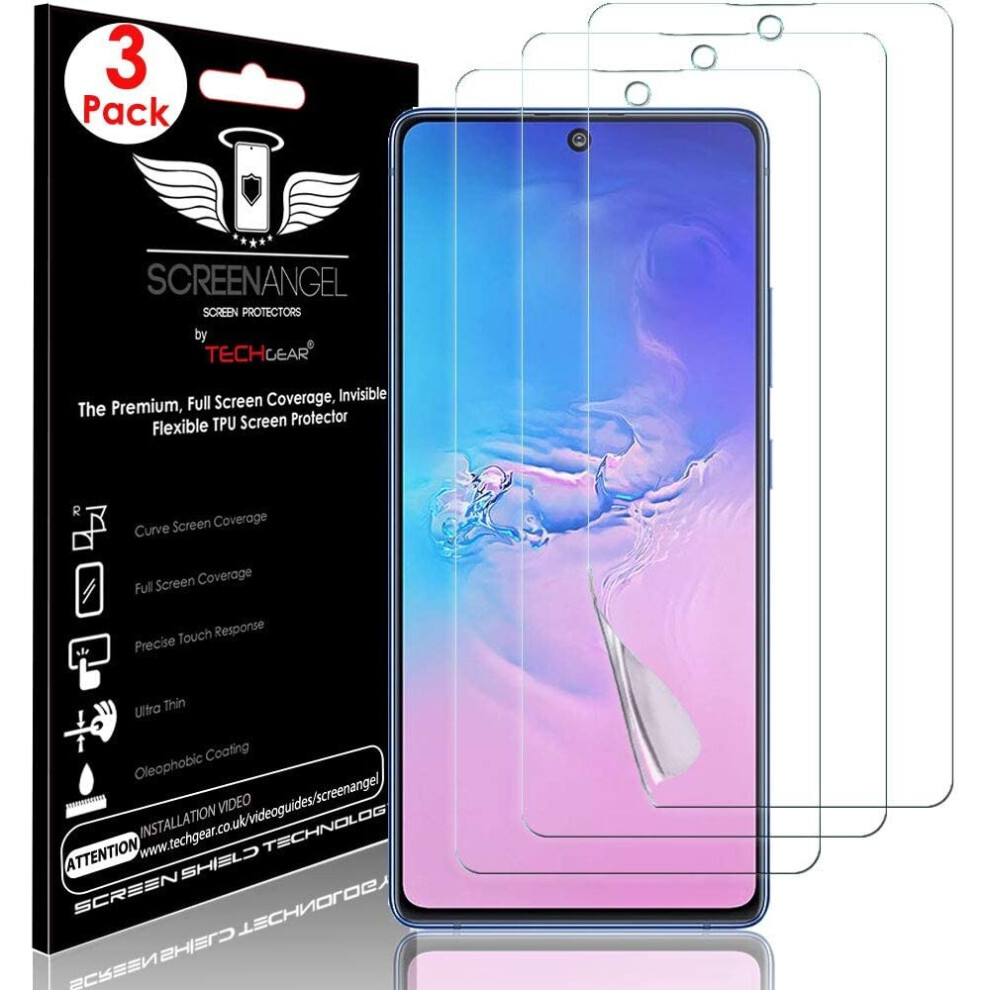 TECHGEAR [3 Pack Screen Protector fits Samsung Galaxy S10 Lite [Screen Angel Edition] [In-Display Fingerprint Support] [Case...