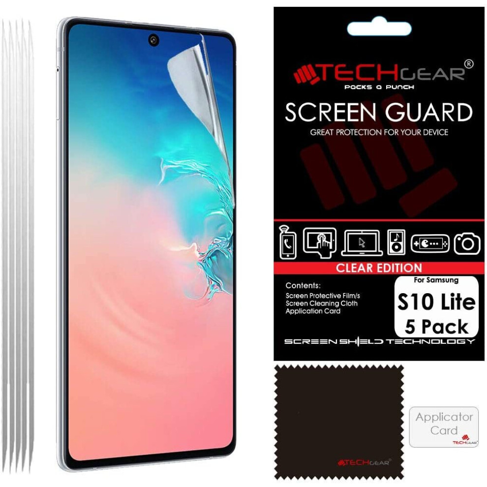 TECHGEAR [5 Pack] Screen Protectors Compatible with Samsung Galaxy S10 Lite, CLEAR LCD Screen Protectors Cover Guards