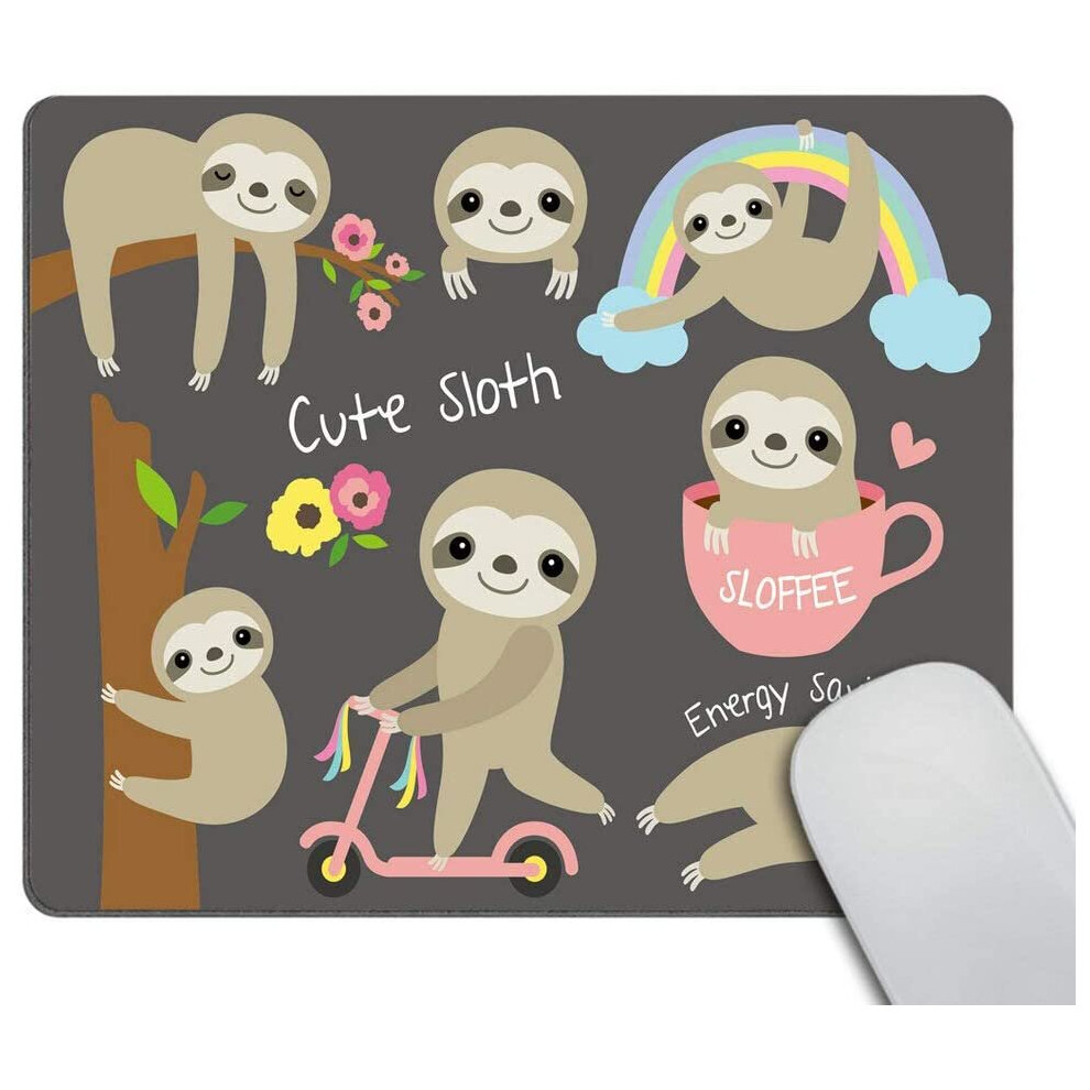 Wasach Cute Baby Sloth Mouse Pad Non-Slip Rubber Gaming Mousepad Rectangle Mouse Pads For Computers Laptop 6280849561724