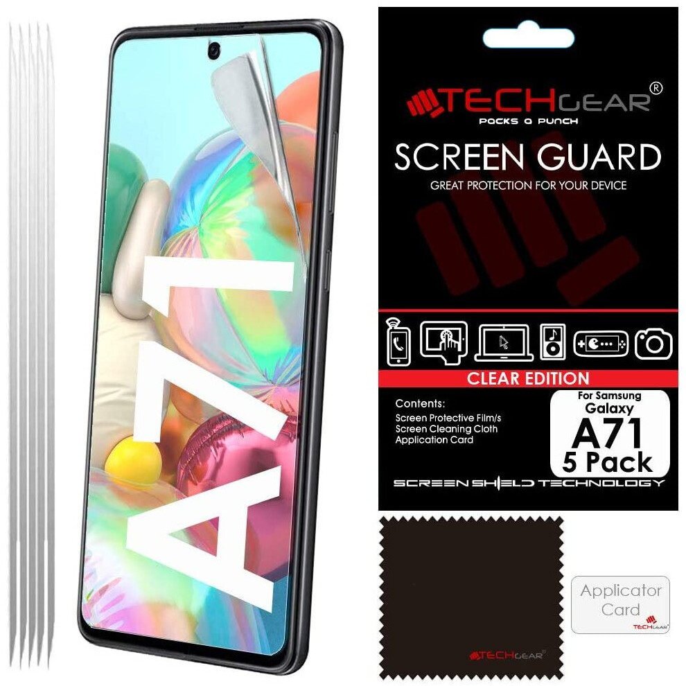 TECHGEAR [5 Pack] Screen Protectors Compatible with Samsung Galaxy A71, CLEAR LCD Screen Protectors Cover Guards