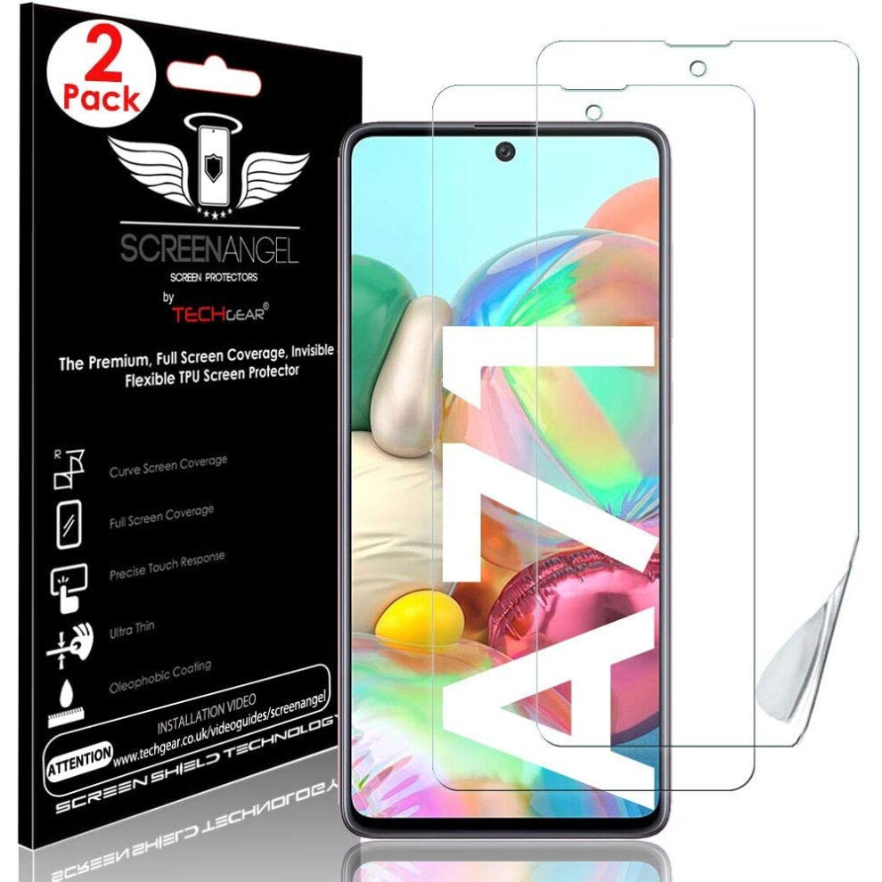 TECHGEAR 2 Pack Screen Protectors fit Samsung Galaxy A71 [Screen Angel Edition] [Fingerprint Support][Case Friendly] [Bubble...