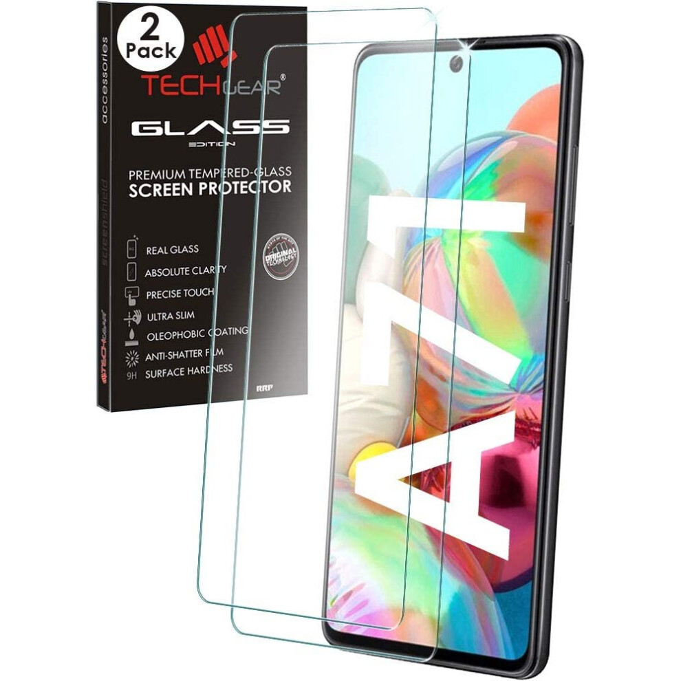 TECHGEAR 2 Pack GLASS Edition Compatible with Samsung Galaxy A71, Tempered Glass Screen Protector Cover [2.5D Round Edge] [9H...