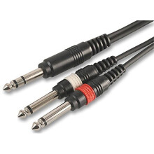 Pulse PLS00134 6.35 mm (1/4 Inches) Stereo Jack to 2x Mono Jack Plugs Lead, 3m, Black