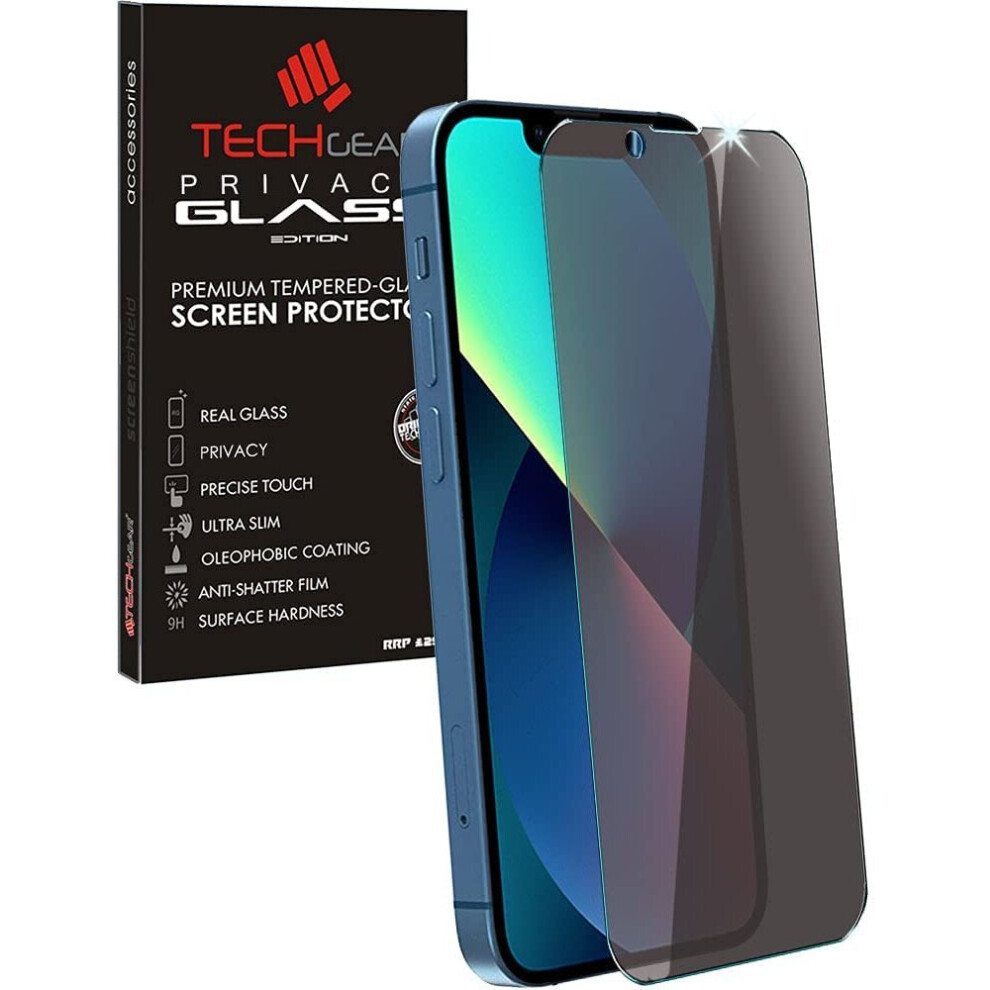 Techgear Privacy Glass Edition Tempered Screen Protector For Iphone 13 Mini 5.4-Inch - Anti-Spy Privacy Filter, 9H Hardness, Hj8u 5056284448132