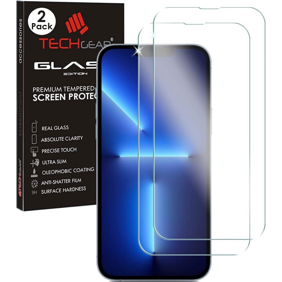 TECHGEAR [2 Pack] GLASS Edition for iPhone 13 Pro Max 6.7", Tempered Glass Screen Protectors Cover [2.5D Round Edge] [9H...