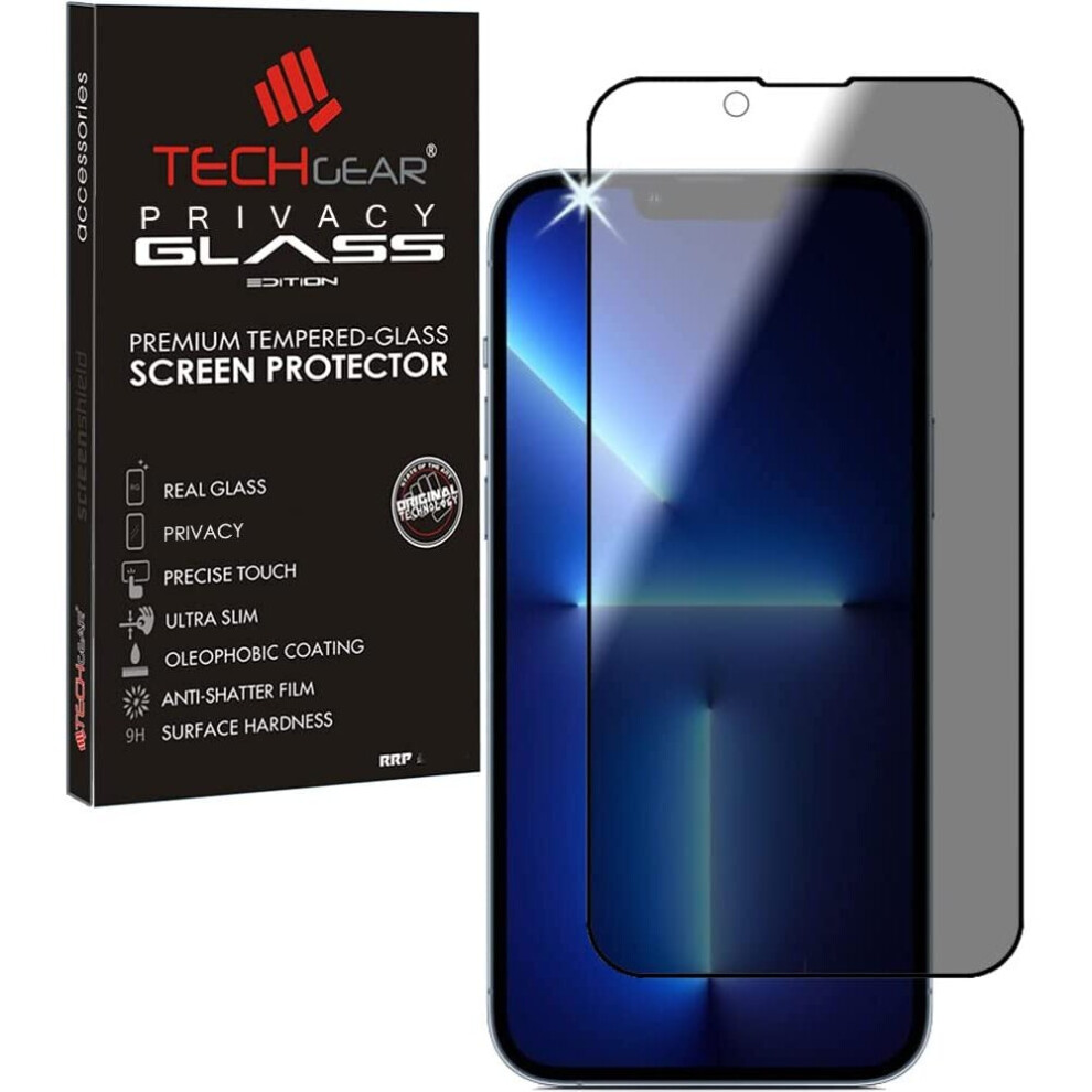 TECHGEAR Anti Spy Screen Protector for iPhone 13 Pro Max - PRIVACY Filter 3D GLASS Edition Genuine Tempered Glass Full Screen...