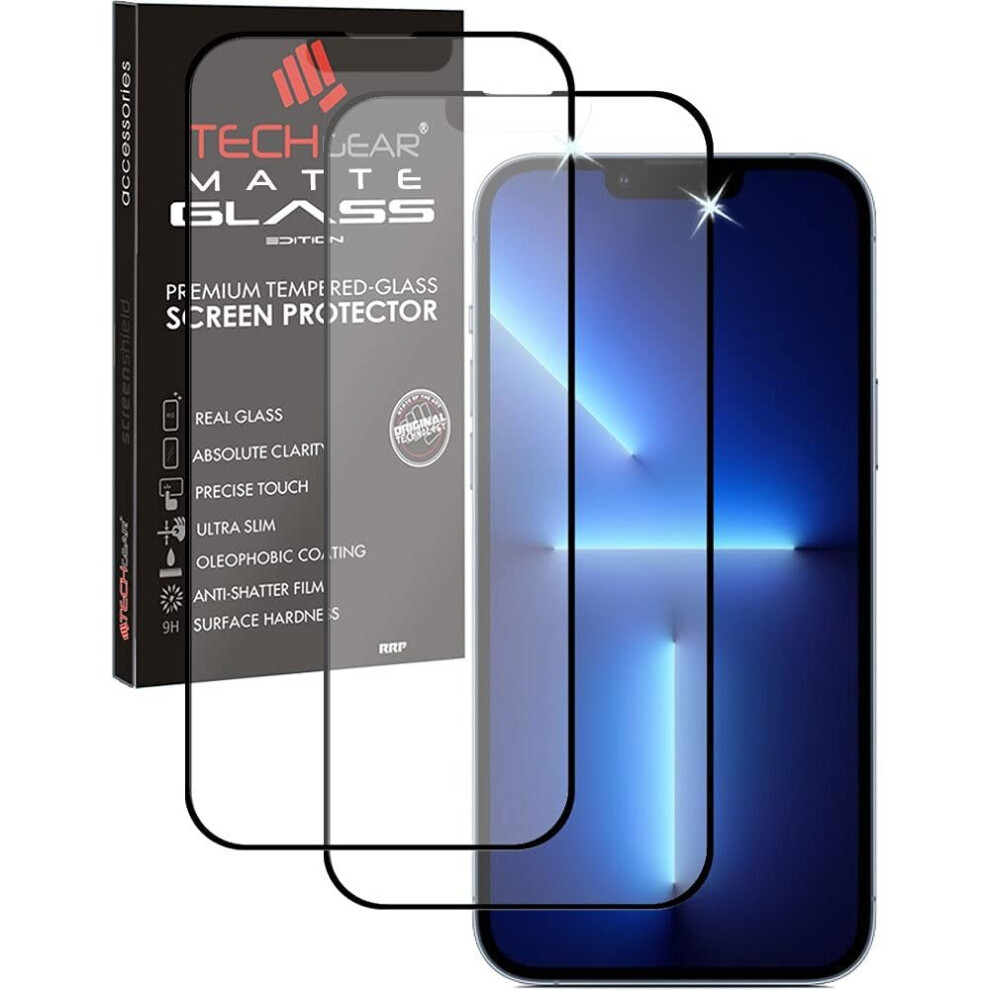 TECHGEAR [2 Pack] Anti Glare Screen Protector for iPhone 13 Pro Max - MATTE 3D GLASS Edition Genuine Tempered Glass Full Screen...