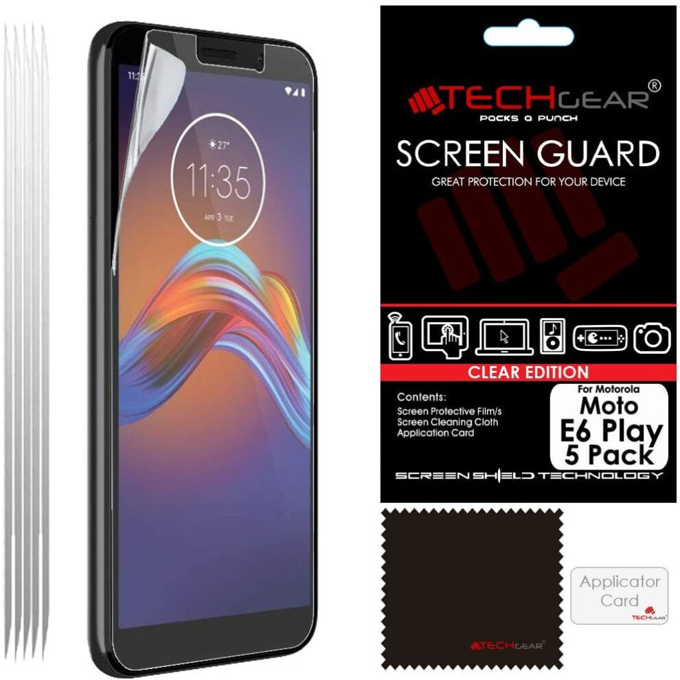 TECHGEAR [5 Pack Moto E6 Play Screen Protectors, CLEAR LCD Film Screen Protectors Cover Guards Compatible for Motorola Moto E6...