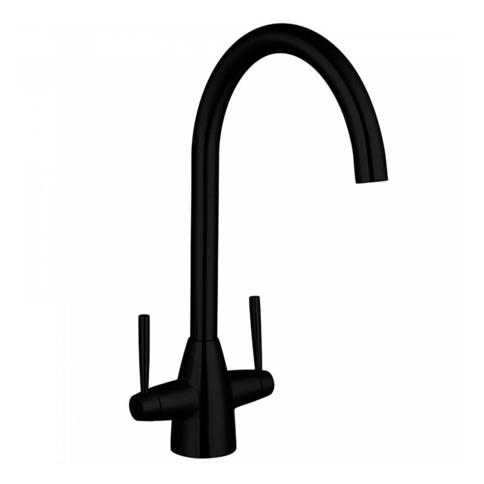 Kitchen Sink Mixer Tap In Modern Matt Black (RUMBA) Twin Lever