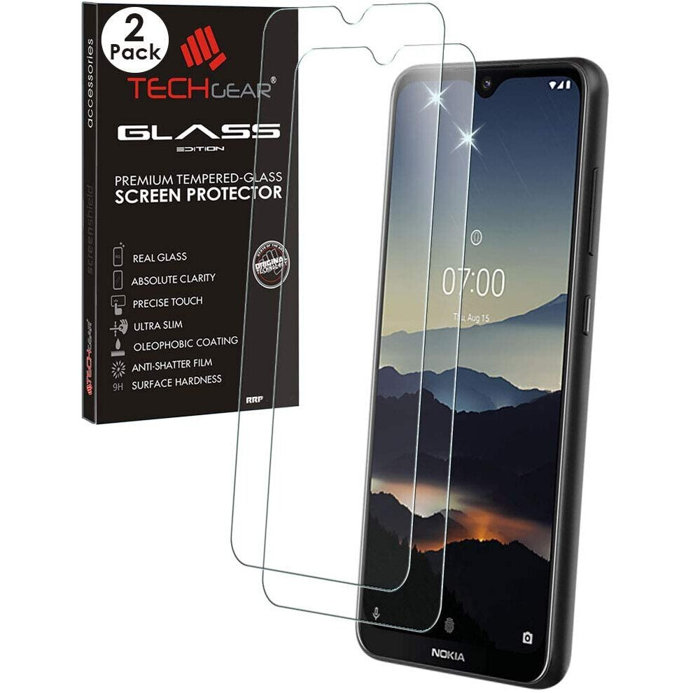 Techgear 2 Pack Glass Edition Screen Protector For Nokia 7.2, Genuine Tempered Glass Screen Protector [2.5D Round Edge] [9H...