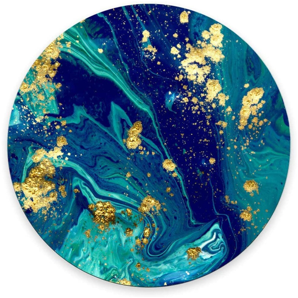 Wasach Marble Round Mouse Pad Cute Mat Turquoise Circular Mouse Pads Size 7.9 X 7.9 X 0.12 Inch Blue/Gold/Green 6280849560178