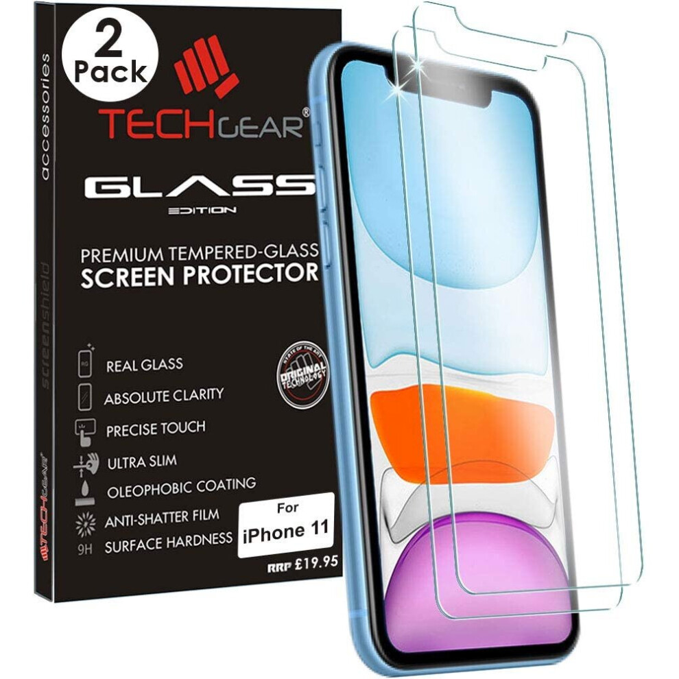 TECHGEAR [2 Pack GLASS Edition for iPhone 11, Tempered Glass Screen Protectors Cover [2.5D Round Edge] [9H Hardness] [Crystal...