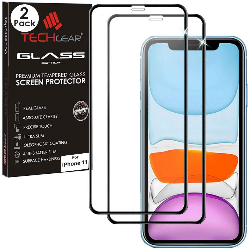 Techgear [2 Pack 3D Glass Edition For Iphone 11, [Full Screen Adhesion] & [Full Coverage] Tempered Glass Screen Protectors...