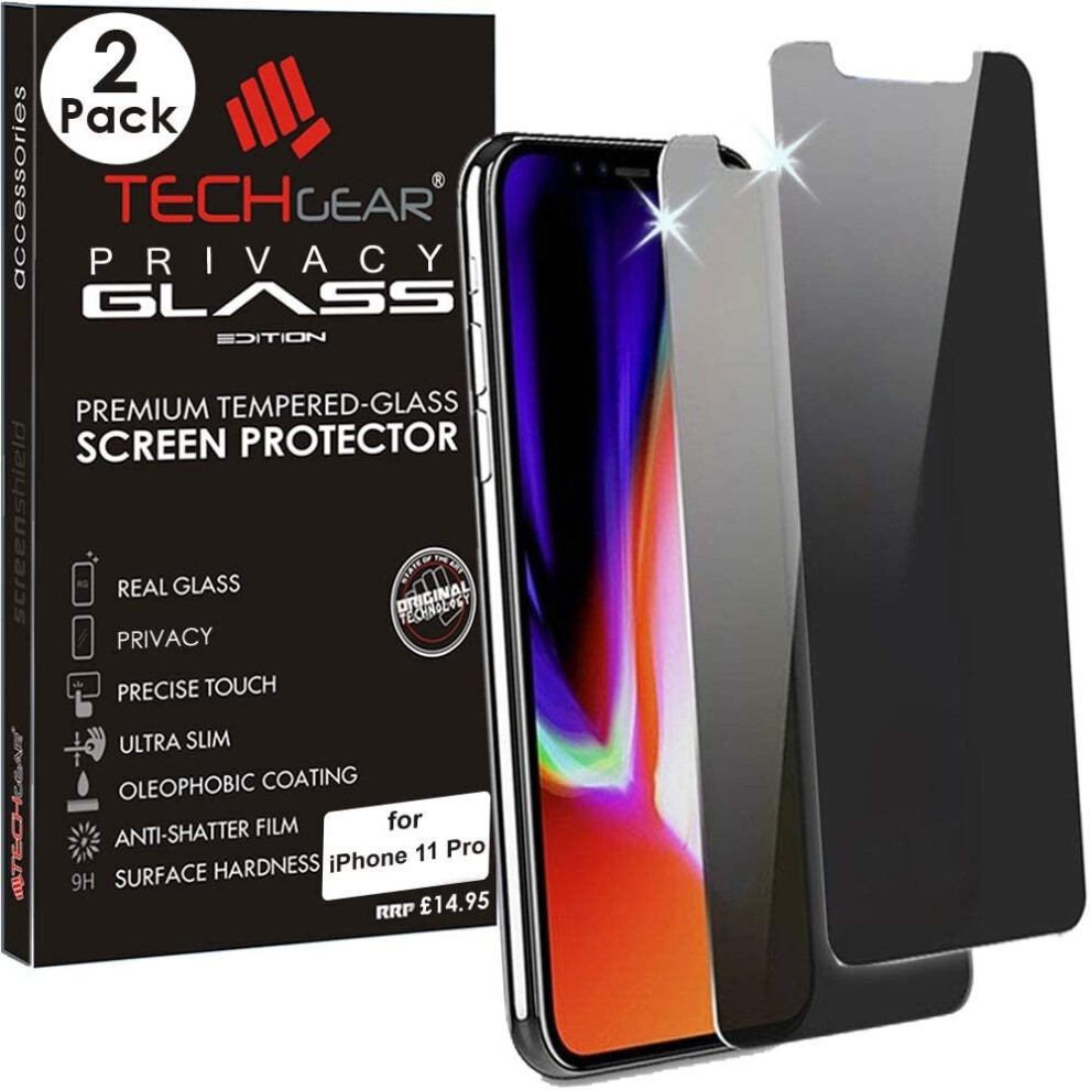 TECHGEAR [2 Pack] Anti Spy Privacy Screen Protectors for iPhone 11 Pro - PRIVACY GLASS Edition Genuine Tempered Glass Screen...