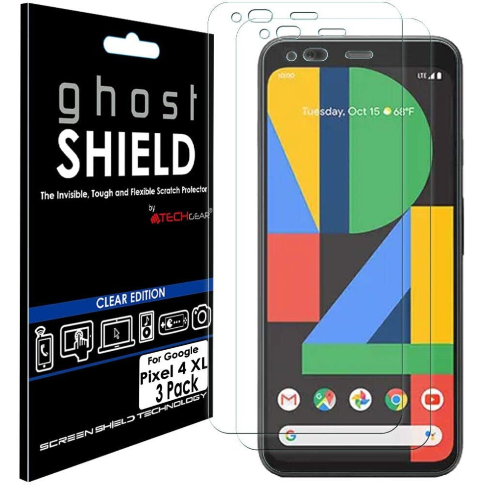 TECHGEAR [Pack of 3] Screen Protectors for Google Pixel 4 XL [ghostSHIELD Edition] Reinforced TPU film Screen Protector Guard...