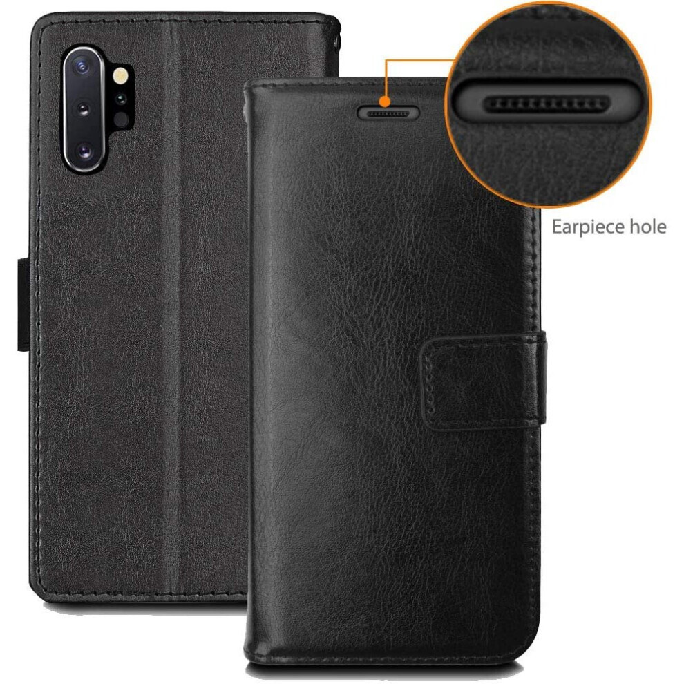 techgear-galaxy-note-10-plus-leather-wallet-case--flip-protective-case-cover-with-card-slots--kickstand-and-wrist-strap---black