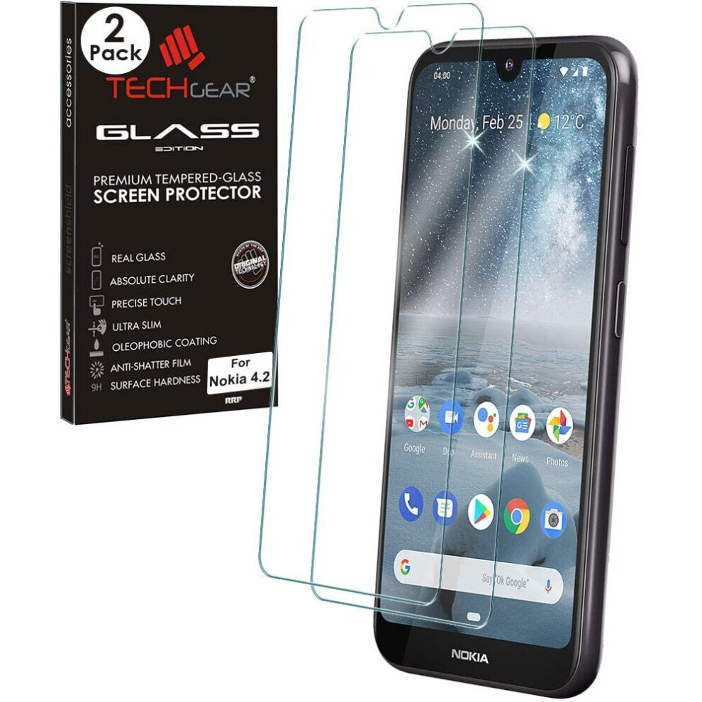 Techgear [2 Pack Glass Edition Screen Protector For Nokia 4.2, Genuine Tempered Glass Screen Protector [2.5D Round Edge] [9H...