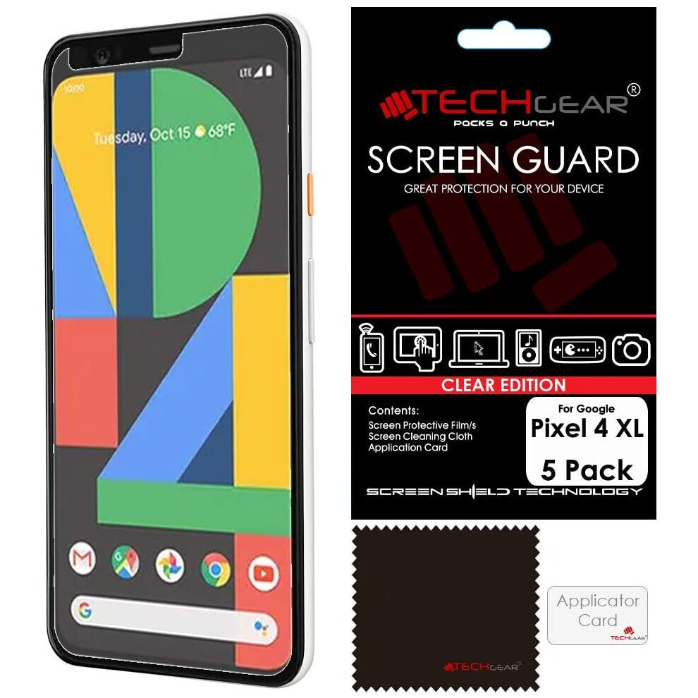 TECHGEAR [5 Pack] Pixel 4 XL Screen Protectors, CLEAR LCD Screen Protectors Cover Guards Compatible with Google Pixel 4 XL