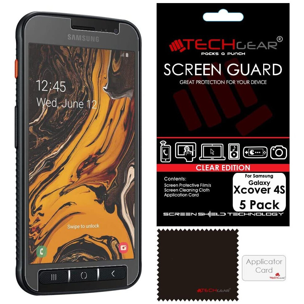 TECHGEAR [5 Pack] Screen Protectors for Galaxy Xcover 4S, CLEAR LCD Film Screen Protectors Cover Guards Compatible with Samsung...