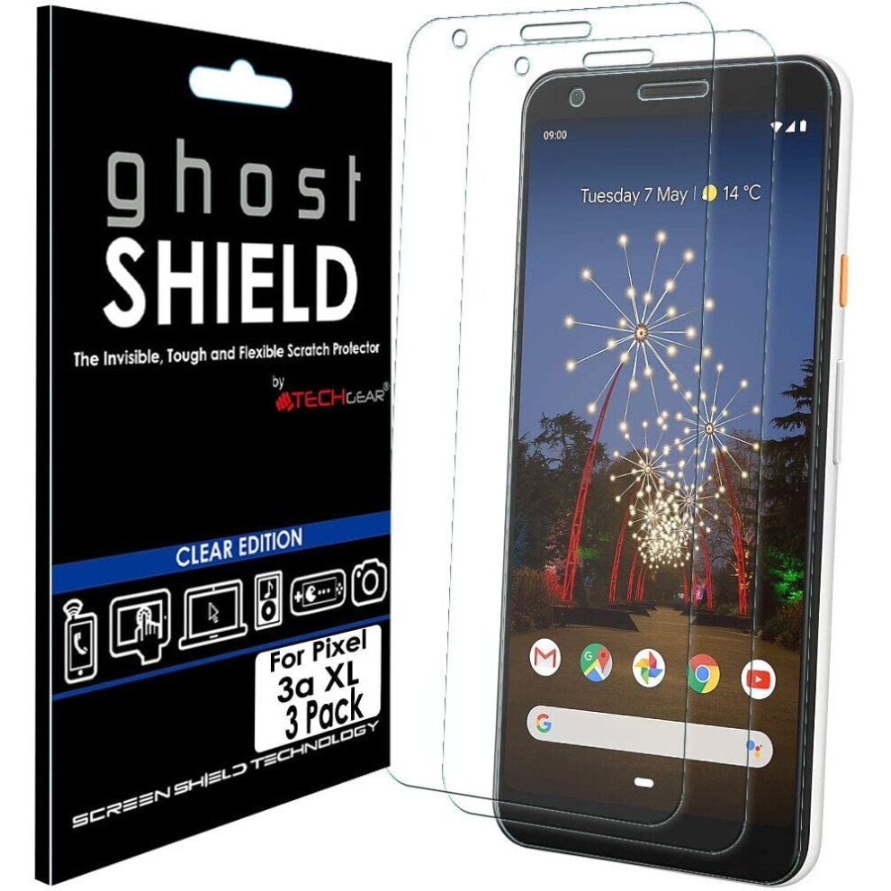 TECHGEAR [Pack of 3] Screen Protectors fits Google Pixel 3a XL [ghostSHIELD Edition] Reinforced TPU film Screen Protector Guard...