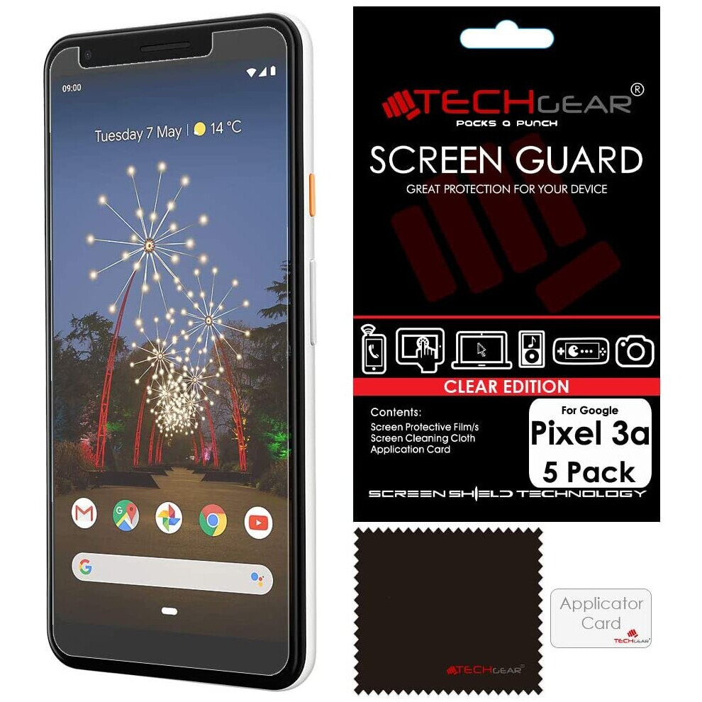 TECHGEAR [5 Pack] Screen Protectors Compatible with Google Pixel 3a, CLEAR LCD Screen Protectors Cover Guards