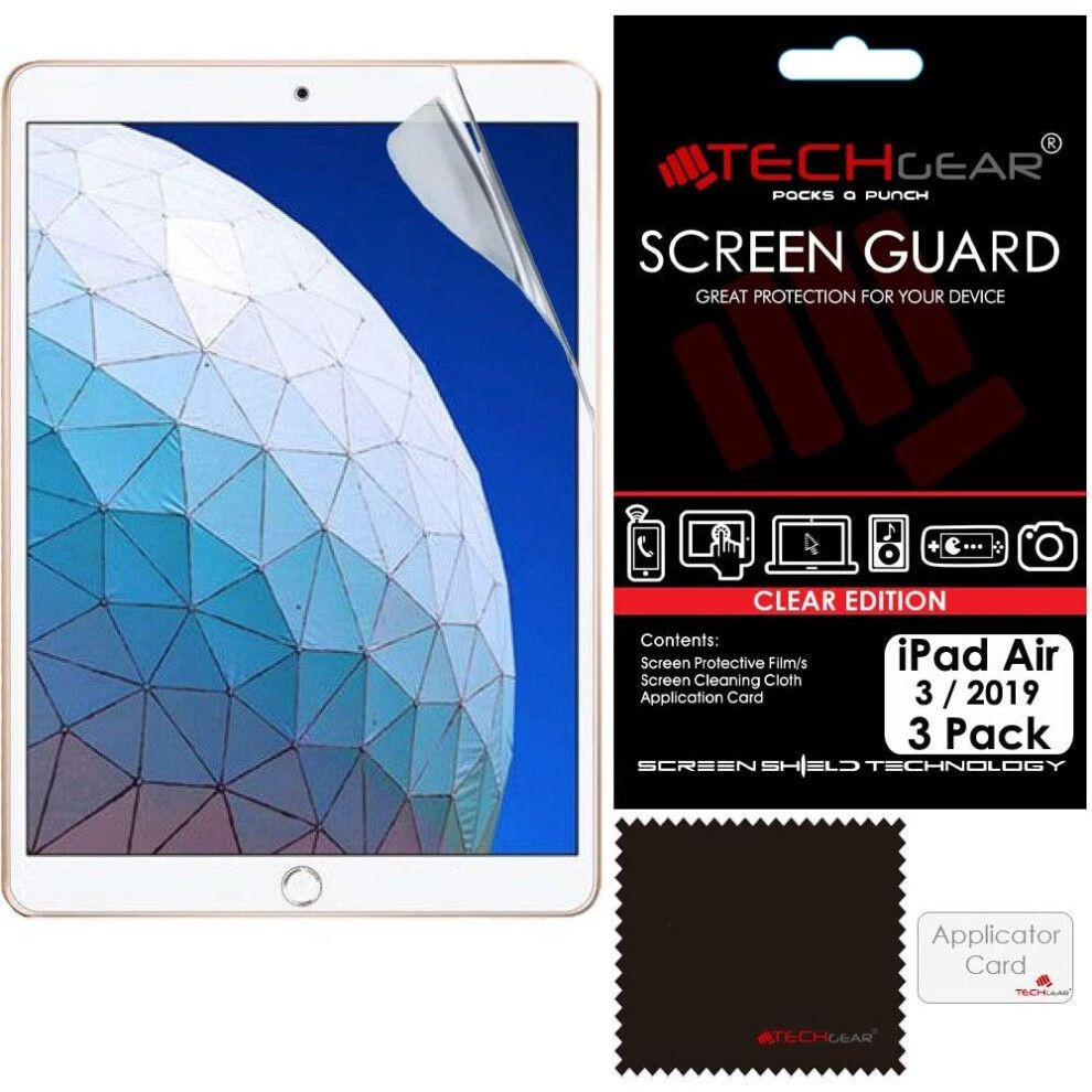 TECHGEAR [3 Pack] Screen Protector for iPad Air (2019) 10.5", CLEAR Screen Protectors Guard Covers Compatible with New 2019...