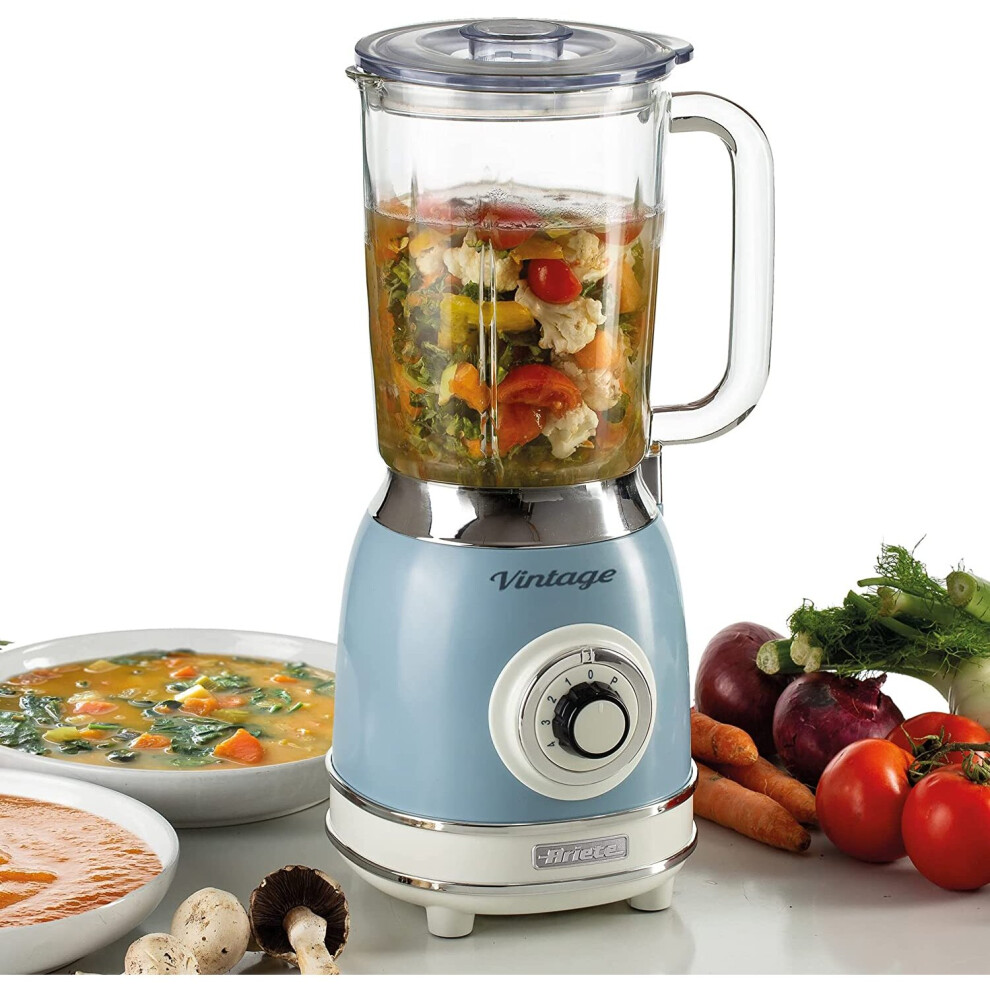 Ariete 583 Vintage Blender Ice Crusher 1.5 Litres Glass Jug 4 Speeds 1000 W Light Blue