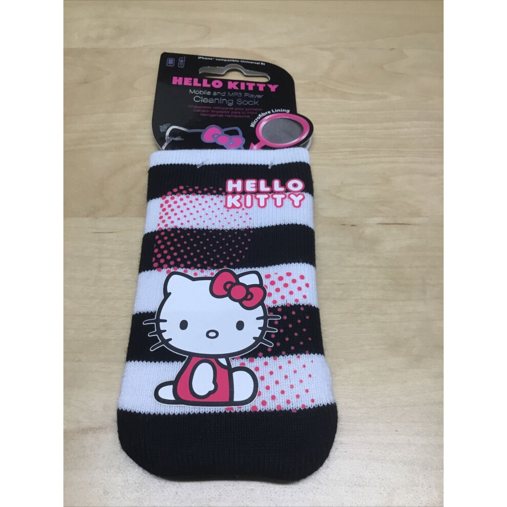 HELLO KITTY PHONE SOCK CASE Universal Cover Black / White Stripe