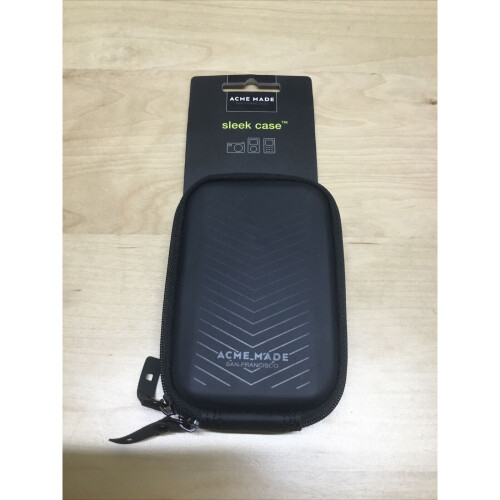 Acme Compact Hard Shell Acme Made Sleek Case Universal Zip Up Matt Black New